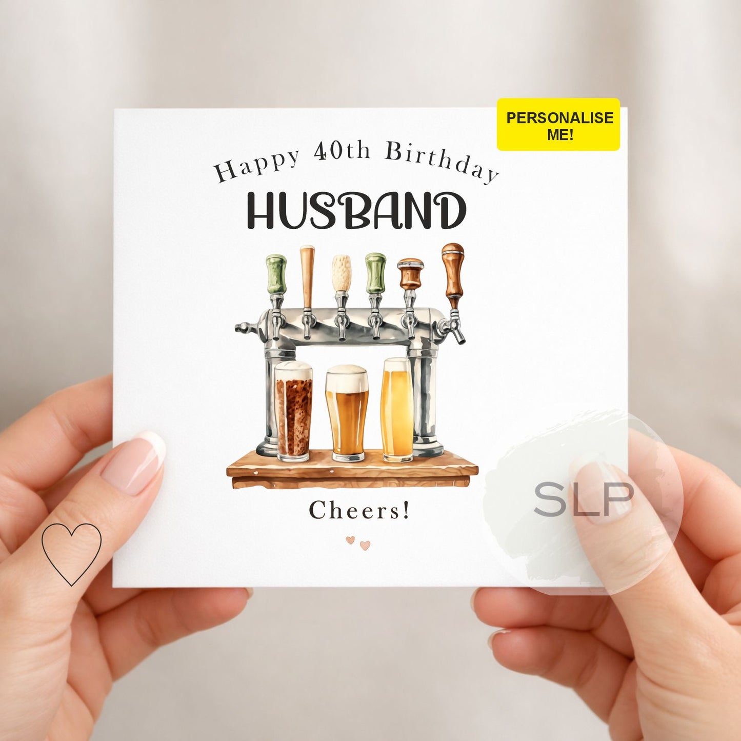 Personalised 40th Birthday Card for Dad – Cheers Beer Card – Custom Daddy Birthday Card – From Son or Daughter – Funny Beer Birthday