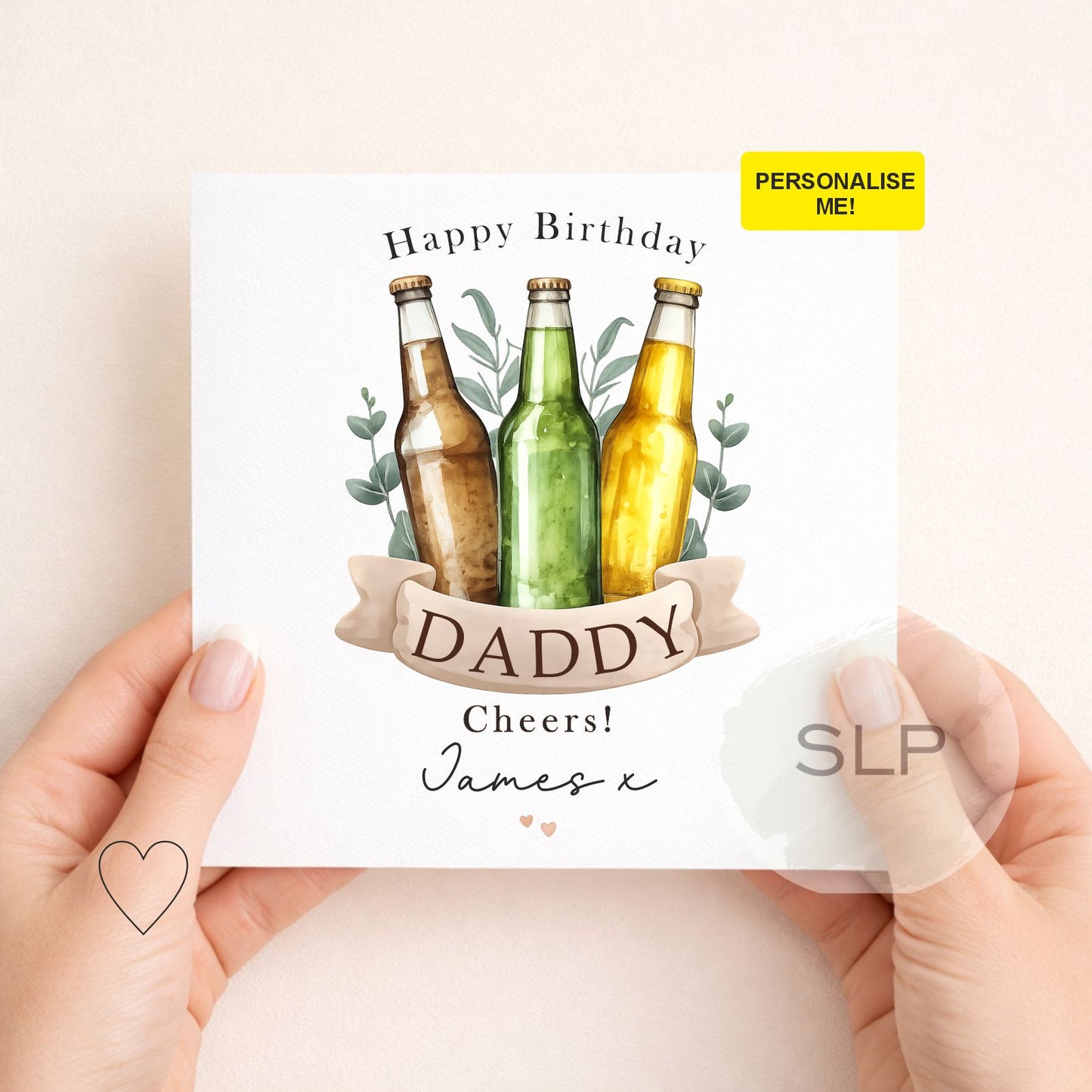 Personalised Birthday Card for Dad – Cheers Beer Card – Custom Daddy Birthday Card – From Son or Daughter – Funny Beer Birthday