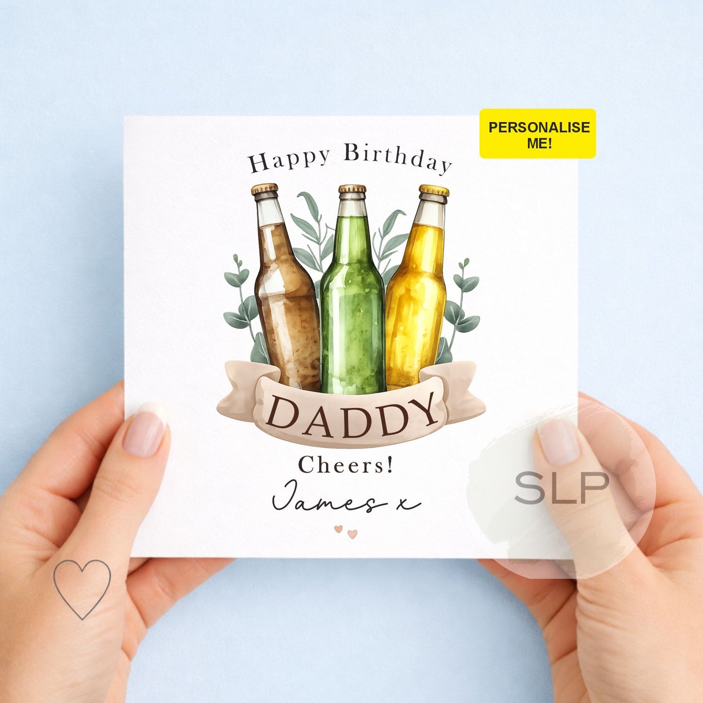 Personalised Birthday Card for Dad – Cheers Beer Card – Custom Daddy Birthday Card – From Son or Daughter – Funny Beer Birthday