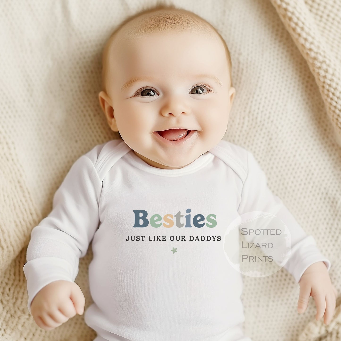 Besties Just like our Mums, Matching Baby Vests, Sleepsuit or T-shirt, Best Friends Matching Top. Besties forever, baby friends