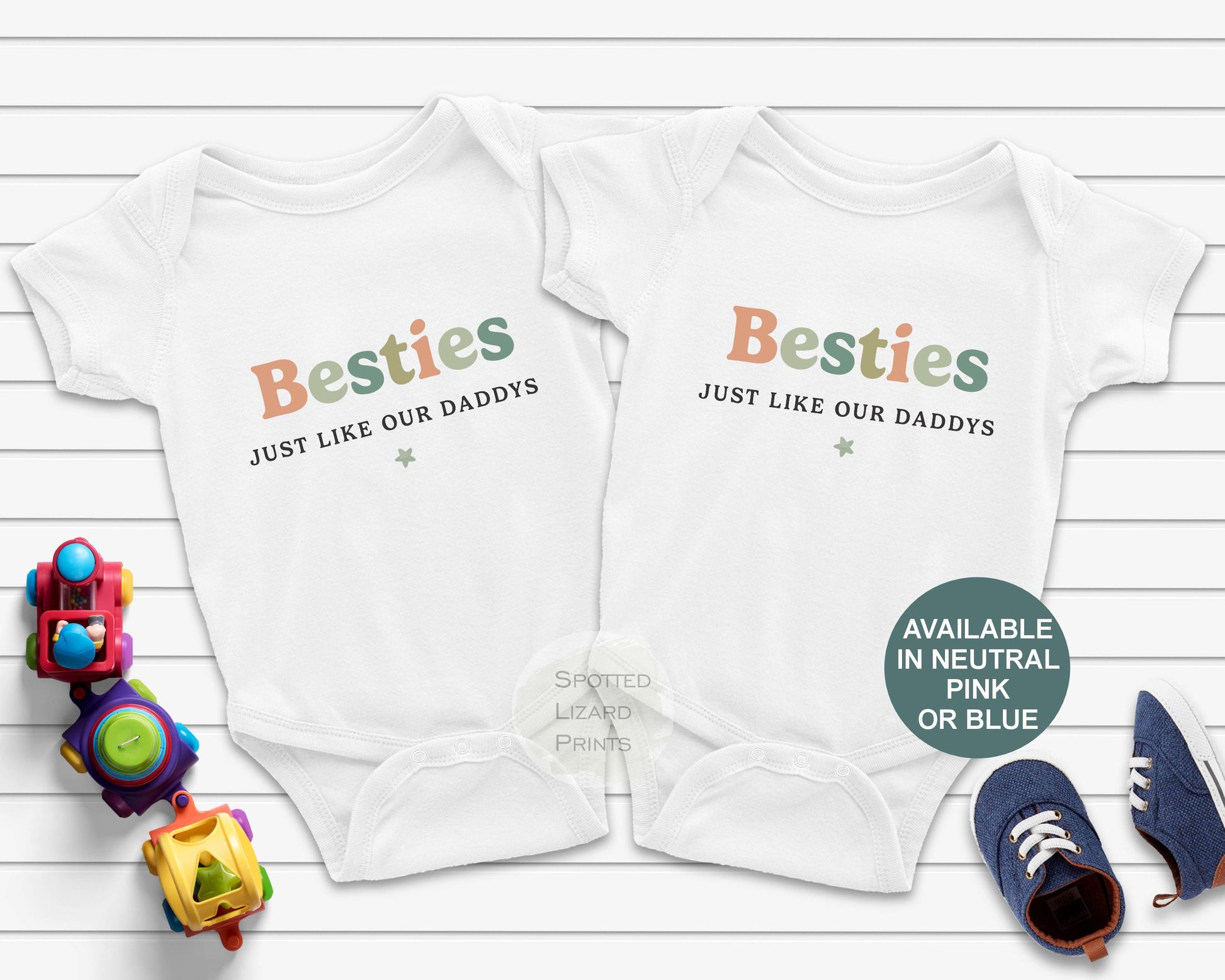 Besties Just like our Mums, Matching Baby Vests, Sleepsuit or T-shirt, Best Friends Matching Top. Besties forever, baby friends