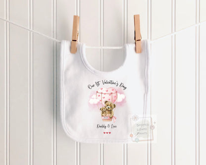 Personalised First Valentine's Day Baby Outfit, Custom Baby Bodysuit, Teddy Bear Sleepsuit, Daddy & Me Gift, Baby Bib, Vest, T-Shirt