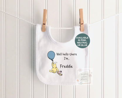 Personalised Winnie the Pooh Baby Vest, Custom Baby Sleepsuit, Hello There I'm, New Baby Gift, Baby Shower Gift, Welcome to the World
