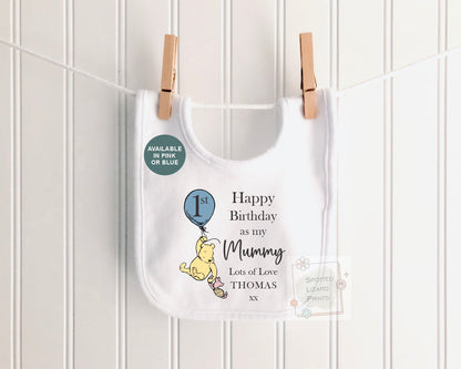Personalised Mummy 1st Birthday Baby Outfit, First Birthday as My Mummy Gift, Baby Vest Sleepsuit Bib Jumper T-Shirt, Pink or Blue