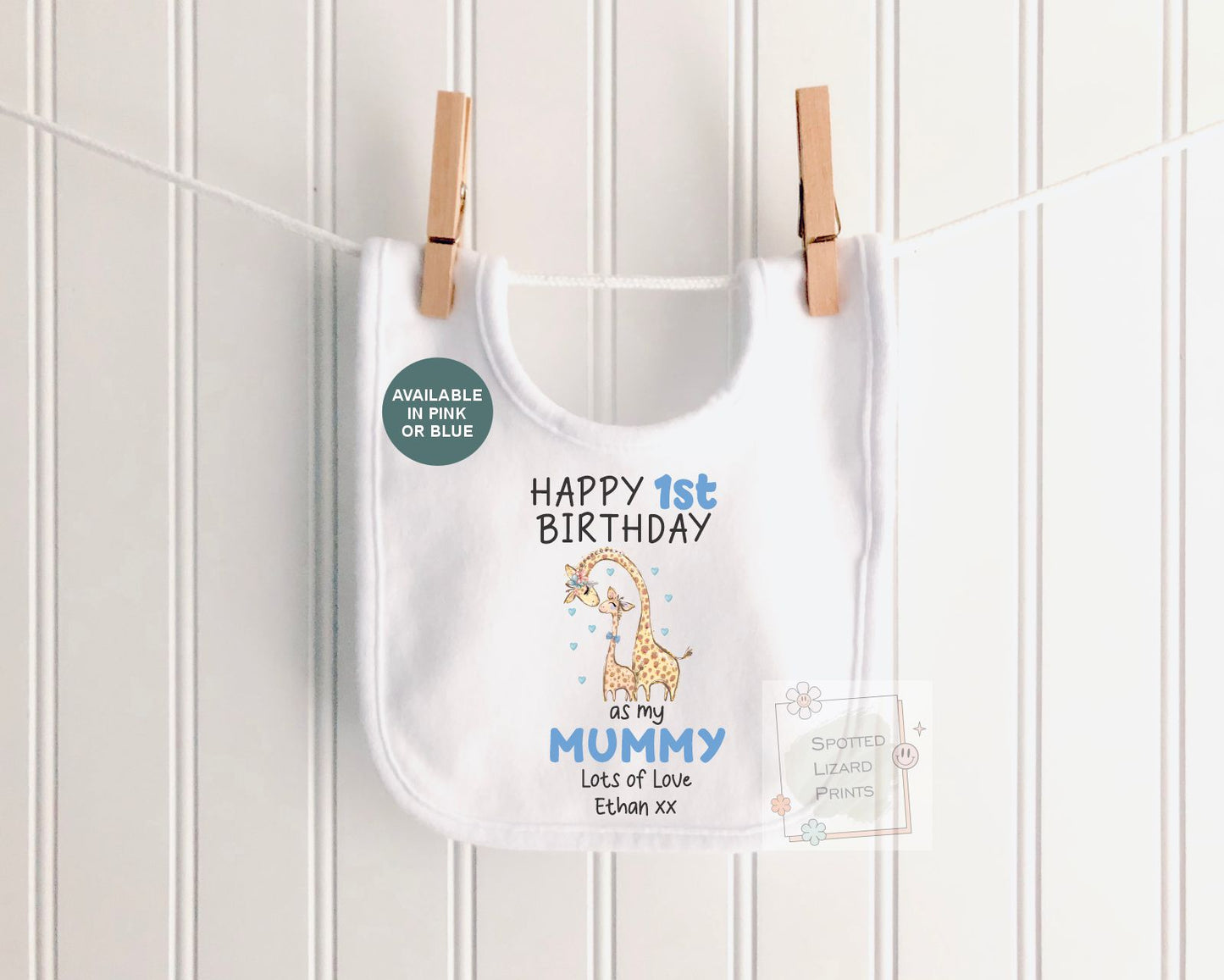 Personalised 1st Birthday Outfit, Happy 1st Birthday as My Mummy Sleepsuit, First Birthday Baby T-Shirt, Custom Baby Gift, Giraffe