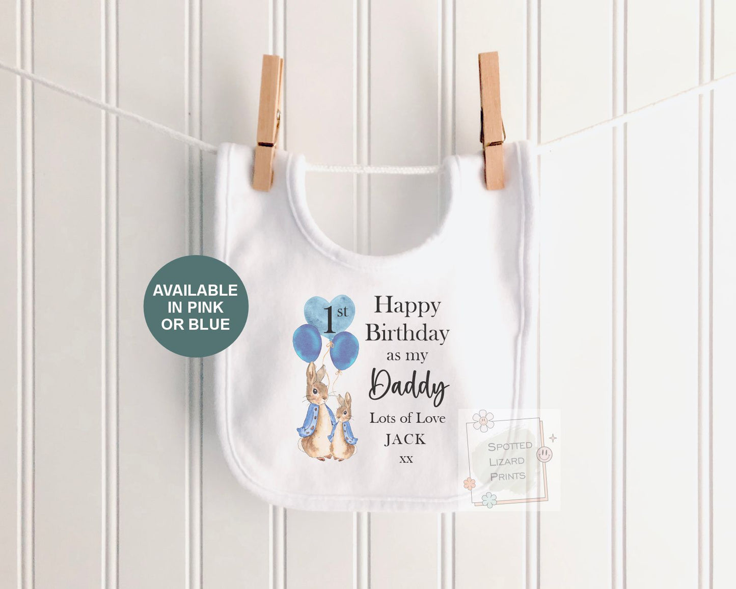 Personalised 1st Birthday Peter Rabbit Sleepsuit | First Birthday Daddy Outfit | Custom Birthday T-Shirt, 1st Birthday as my Daddy