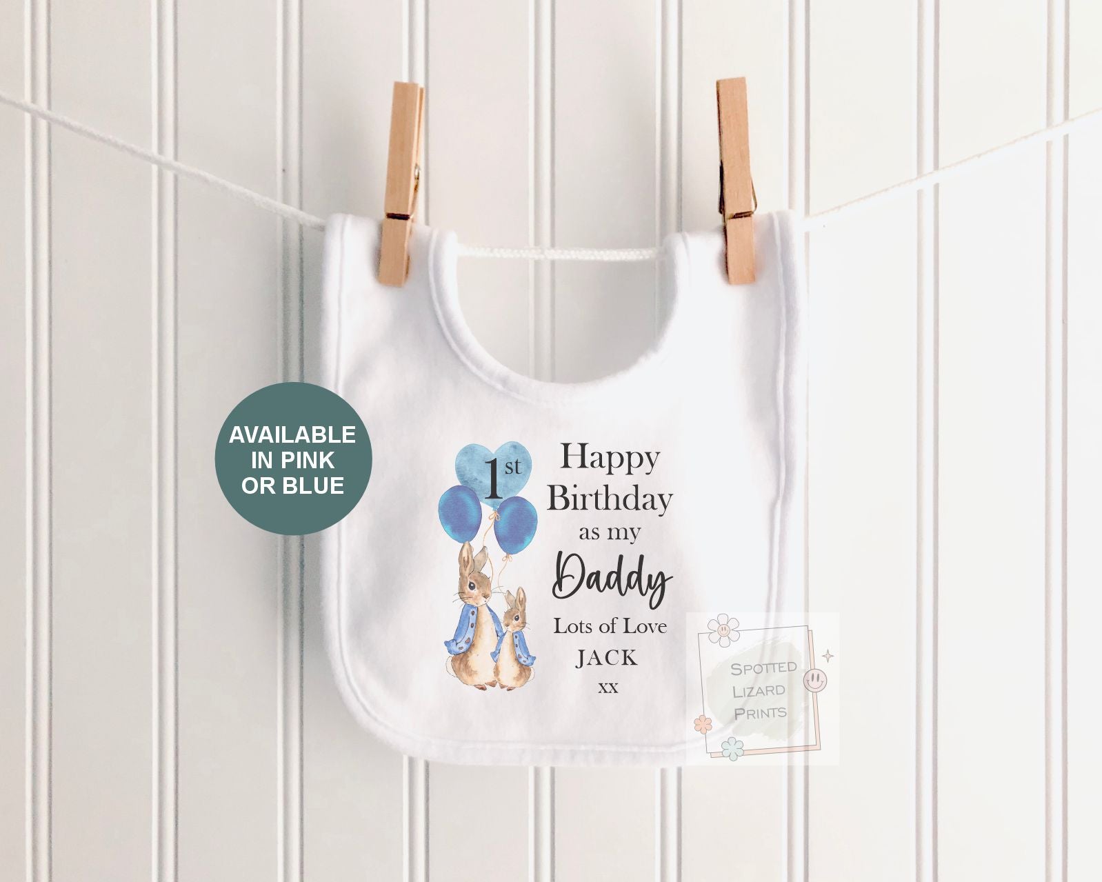 Personalised 1st Birthday Peter Rabbit Sleepsuit | First Birthday Daddy Outfit | Custom Birthday T-Shirt, 1st Birthday as my Daddy