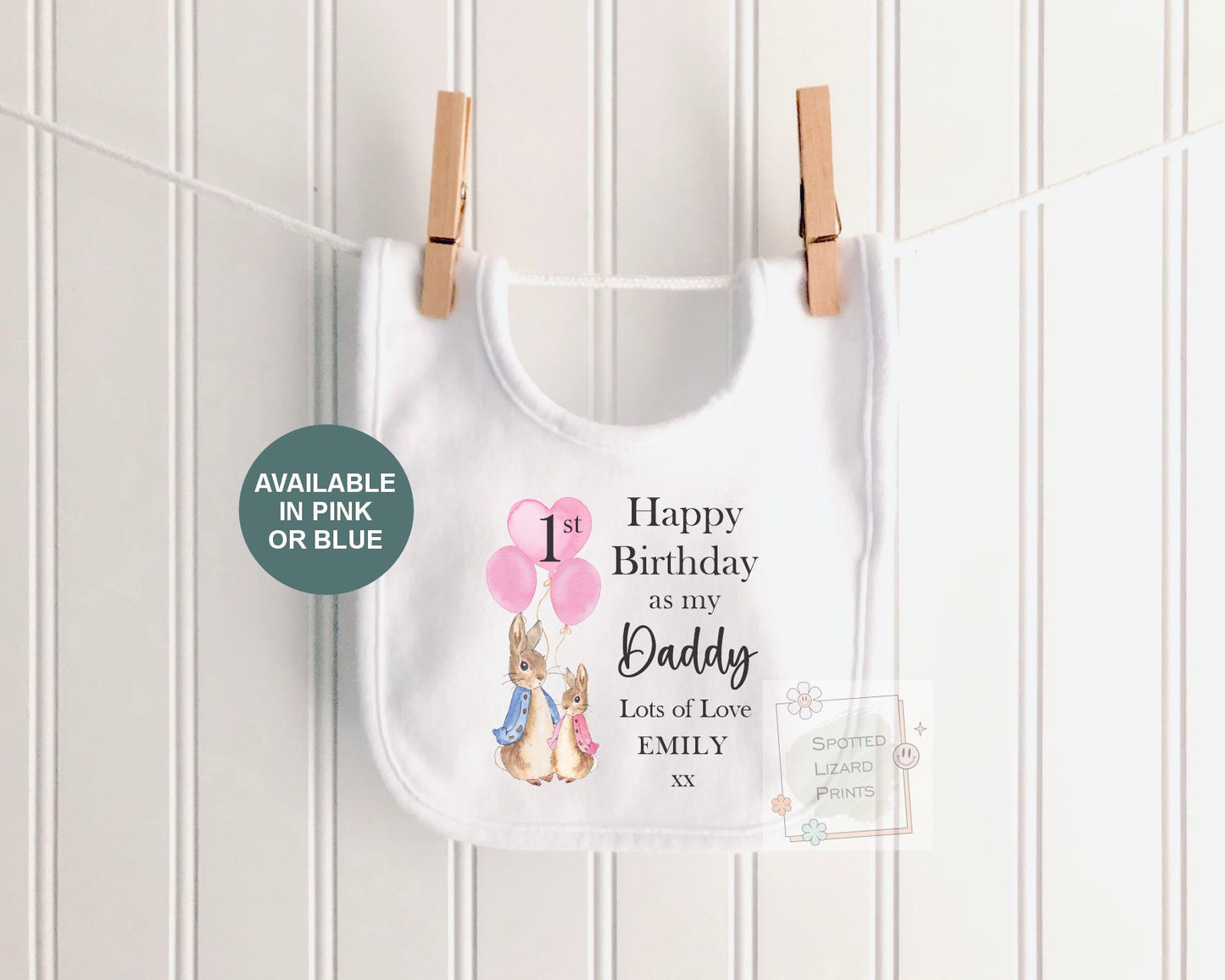 Personalised 1st Birthday Peter Rabbit Sleepsuit | First Birthday Daddy Outfit | Custom Birthday T-Shirt, 1st Birthday as my Daddy