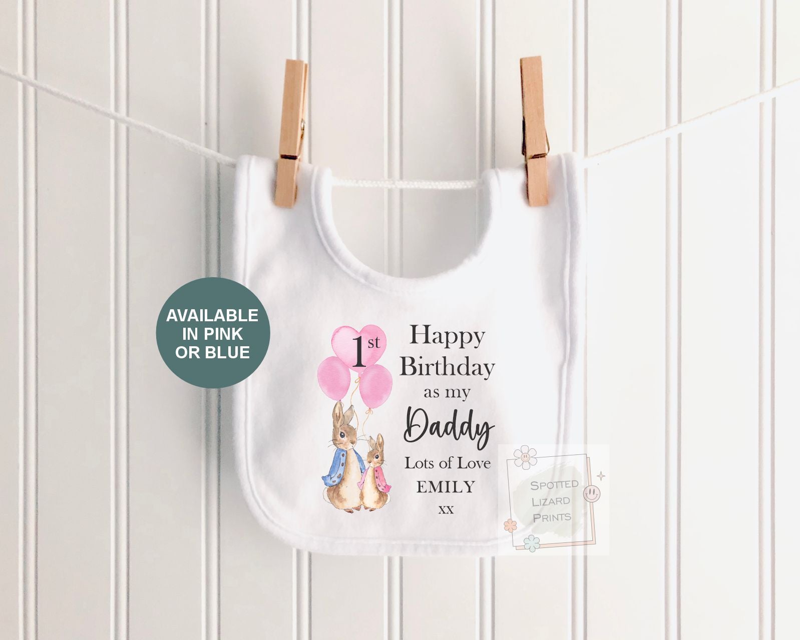Personalised 1st Birthday Peter Rabbit Sleepsuit | First Birthday Daddy Outfit | Custom Birthday T-Shirt, 1st Birthday as my Daddy