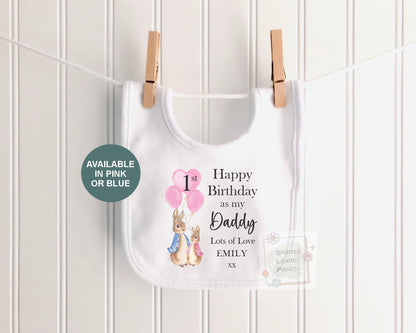 Personalised 1st Birthday Peter Rabbit Sleepsuit | First Birthday Daddy Outfit | Custom Birthday T-Shirt, 1st Birthday as my Daddy