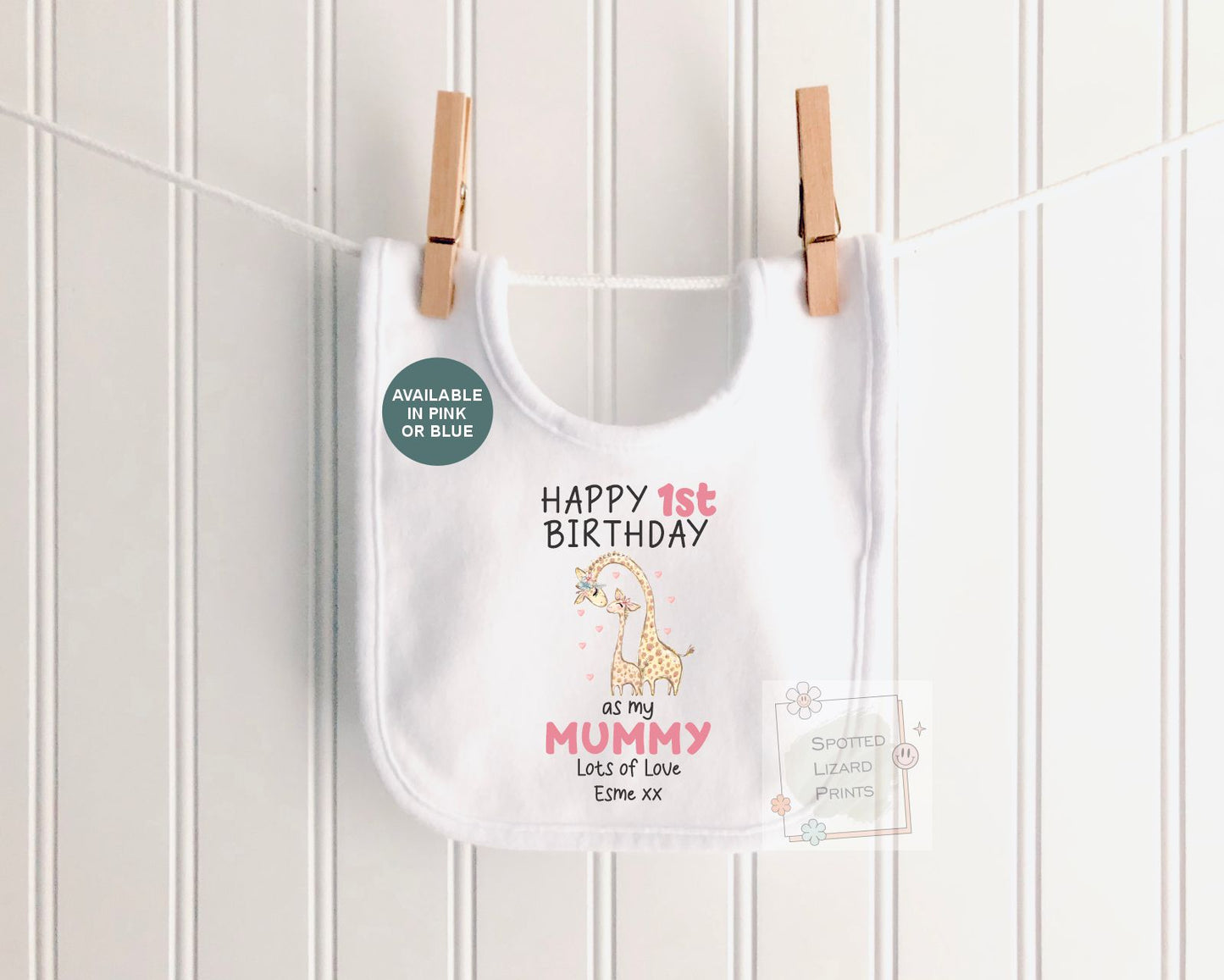 Personalised 1st Birthday Outfit, Happy 1st Birthday as My Mummy Sleepsuit, First Birthday Baby T-Shirt, Custom Baby Gift, Giraffe