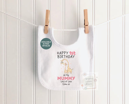 Personalised 1st Birthday Outfit, Happy 1st Birthday as My Mummy Sleepsuit, First Birthday Baby T-Shirt, Custom Baby Gift, Giraffe