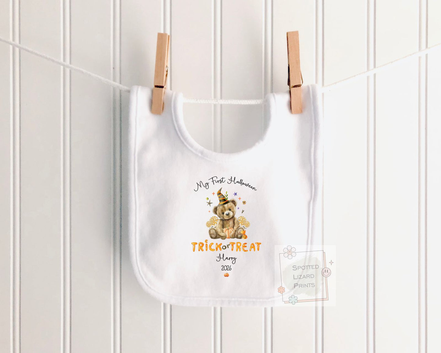 Personalised First Halloween Baby Outfit | My 1st Halloween Sleepsuit, Vest or T-shirt - Halloween Teddy Trick or Treat