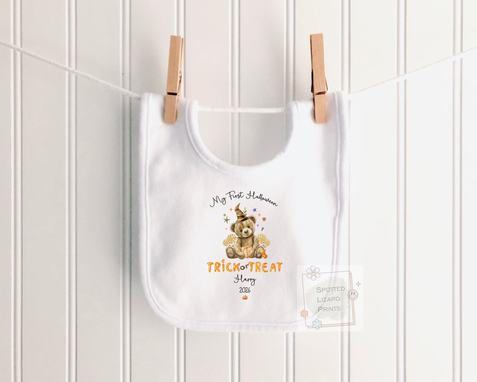 Personalised First Halloween Baby Outfit | My 1st Halloween Sleepsuit, Vest or T-shirt - Halloween Teddy Trick or Treat