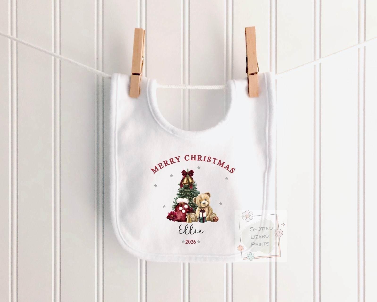 Personalised Merry Christmas Baby Outfit, Custom Christmas Baby Bodysuit, Teddy Bear Christmas Jumper, First Christmas Gift, Kids Tee