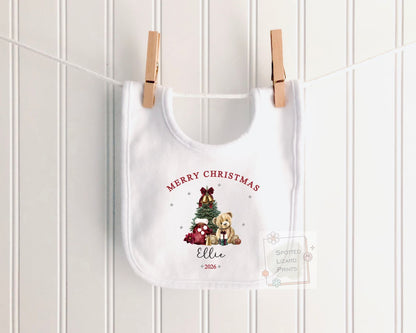 Personalised Merry Christmas Baby Outfit, Custom Christmas Baby Bodysuit, Teddy Bear Christmas Jumper, First Christmas Gift, Kids Tee