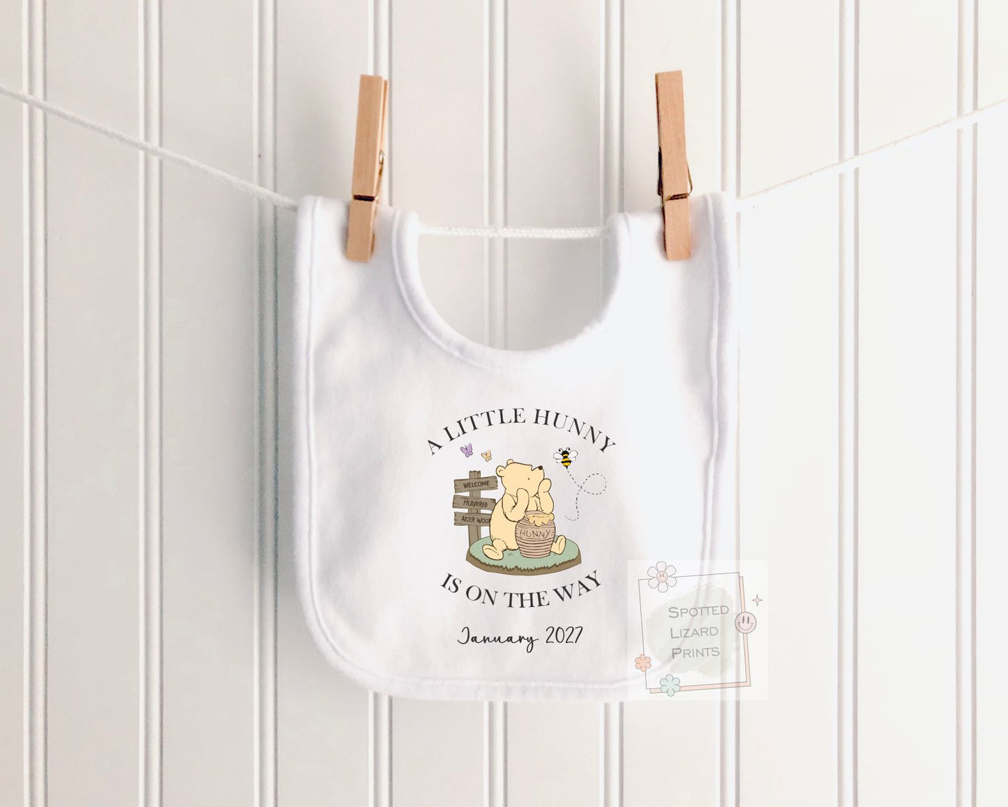 Personalised Pregnancy Announcement Baby Sleepsuit | Little Hunny Is On The Way | Custom Due Date Baby Vest | Welcome to the World