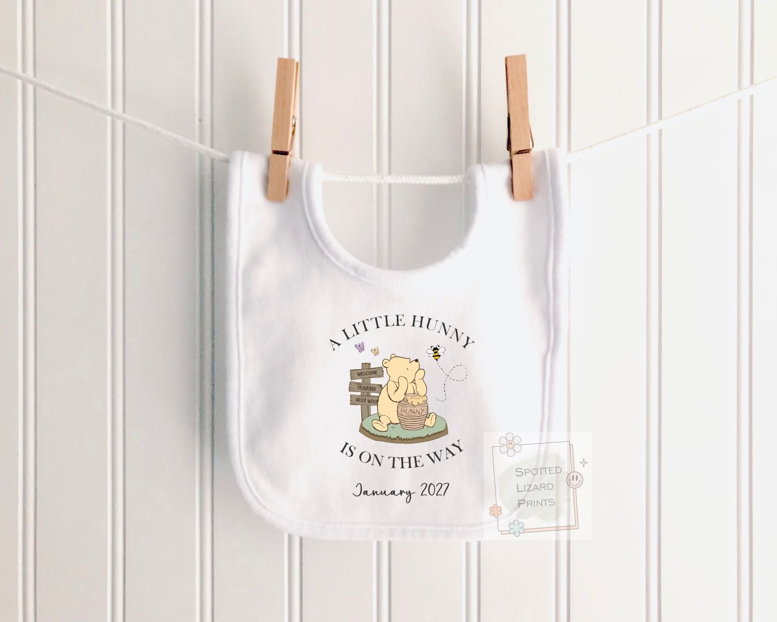 Personalised Pregnancy Announcement Baby Sleepsuit | Little Hunny Is On The Way | Custom Due Date Baby Vest | Welcome to the World