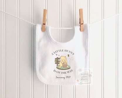 Personalised Pregnancy Announcement Baby Sleepsuit | Little Hunny Is On The Way | Custom Due Date Baby Vest | Welcome to the World