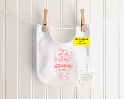 Personalised Happy Birthday Daddy Baby Vest | 30th 40th 50th 60th Birthday Daddy Outfit | Sleepsuit Gift from Baby | Dad Birthday