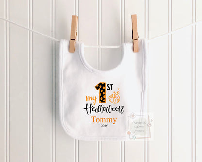 Personalised First Halloween Pumpkin Baby Outfit Baby Halloween Costume Gift Personalised First Halloween Sleepsuit, Vest or T-shirt