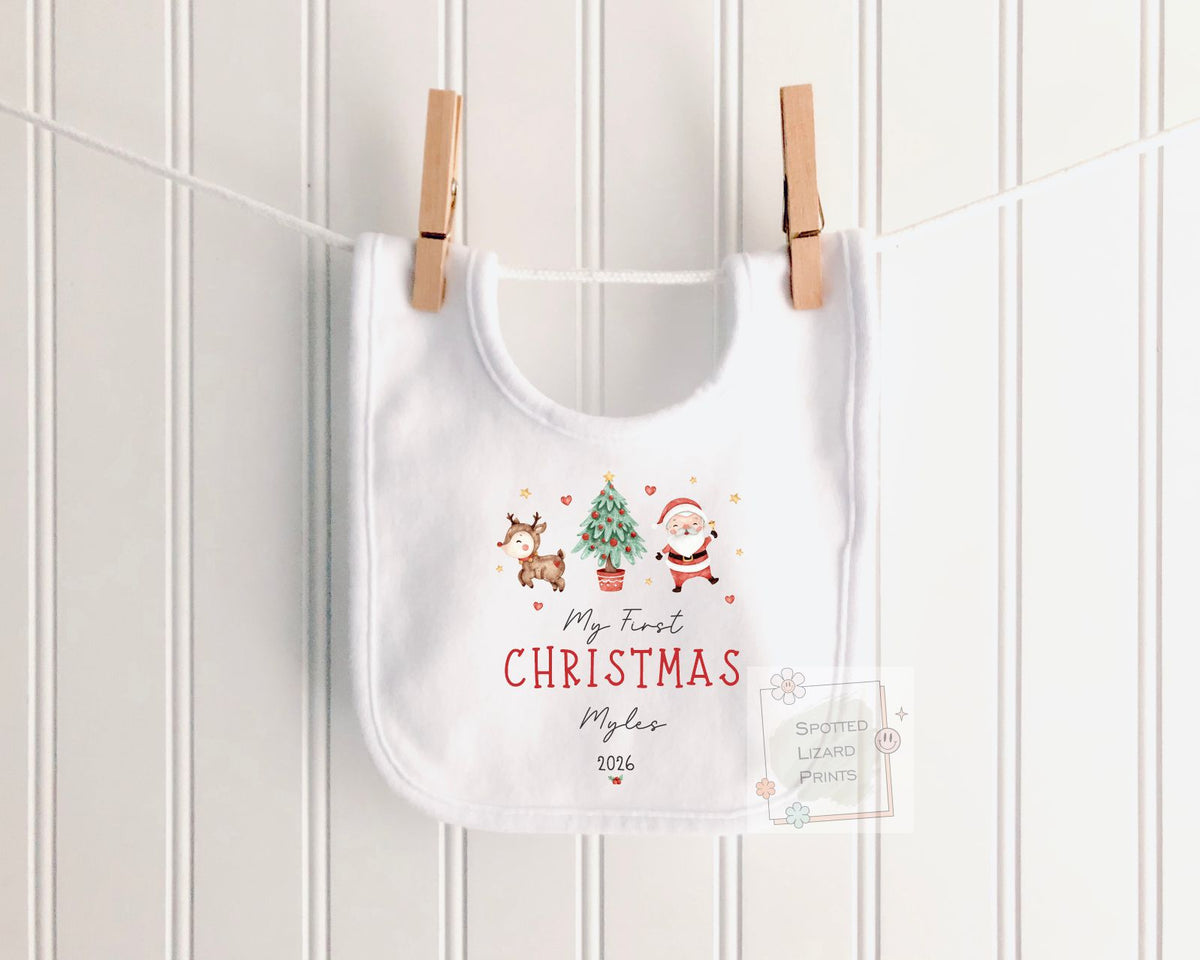 Personalised First Christmas Baby Outfit- My First Christmas Sleepsuit or Vest - 1st Xmas Cute Santa, First Christmas Pyjamas