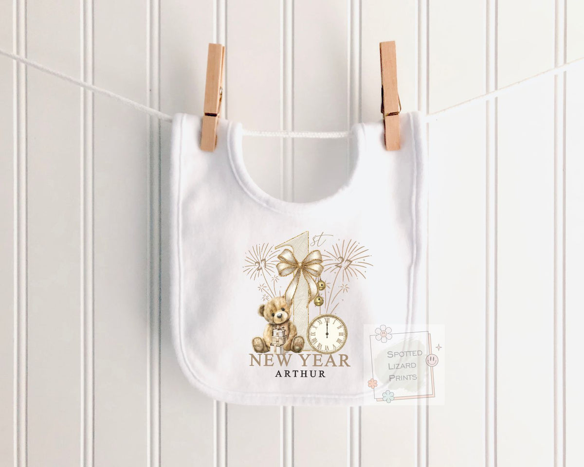 Personalised First New Years Eve Baby Outfit- My First New Years Eve Sleepsuit - 1st New Year Teddy