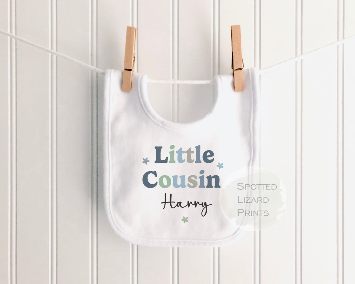 Personalised Big Cousin Little Cousin Matching Outfits | Baby Announcement | Cousin T-Shirt, Baby Vest, Sleepsuit & Bib | New Baby Gift
