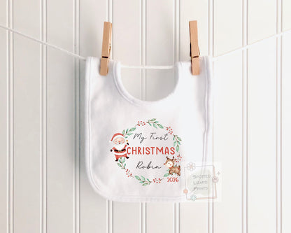 Personalised First Christmas Baby Outfit- My First Christmas Sleepsuit or Vest - 1st Xmas Cute Santa, First Christmas Pyjamas