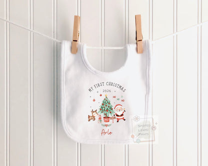 Personalised First Christmas Baby Outfit- My First Christmas Sleepsuit or Vest - 1st Xmas Cute Santa