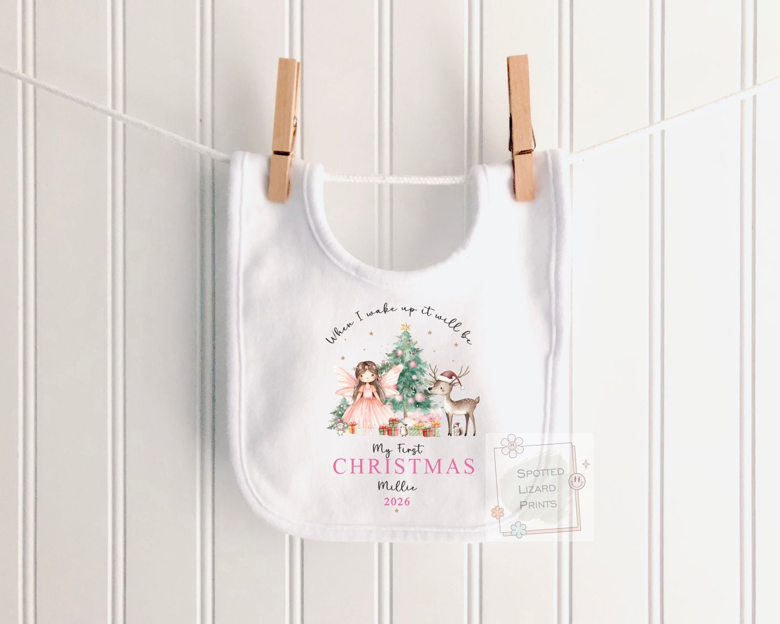 Personalised First Christmas Baby Sleepsuit, Fairy Christmas  pyjamas, Baby Girl First Christmas, Custom Baby Christmas Gift, Baby Vest
