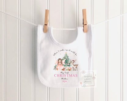 Personalised First Christmas Baby Sleepsuit, Fairy Christmas  pyjamas, Baby Girl First Christmas, Custom Baby Christmas Gift, Baby Vest