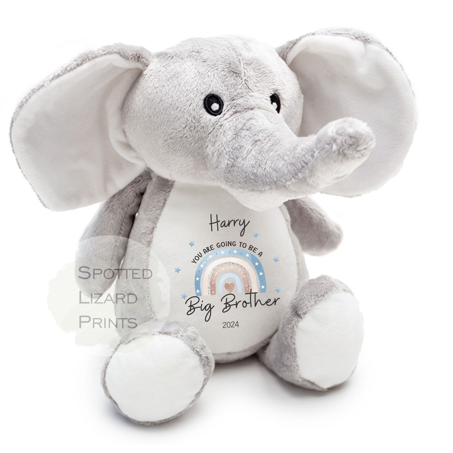 Elephant personalised Baby announcement Teddy 