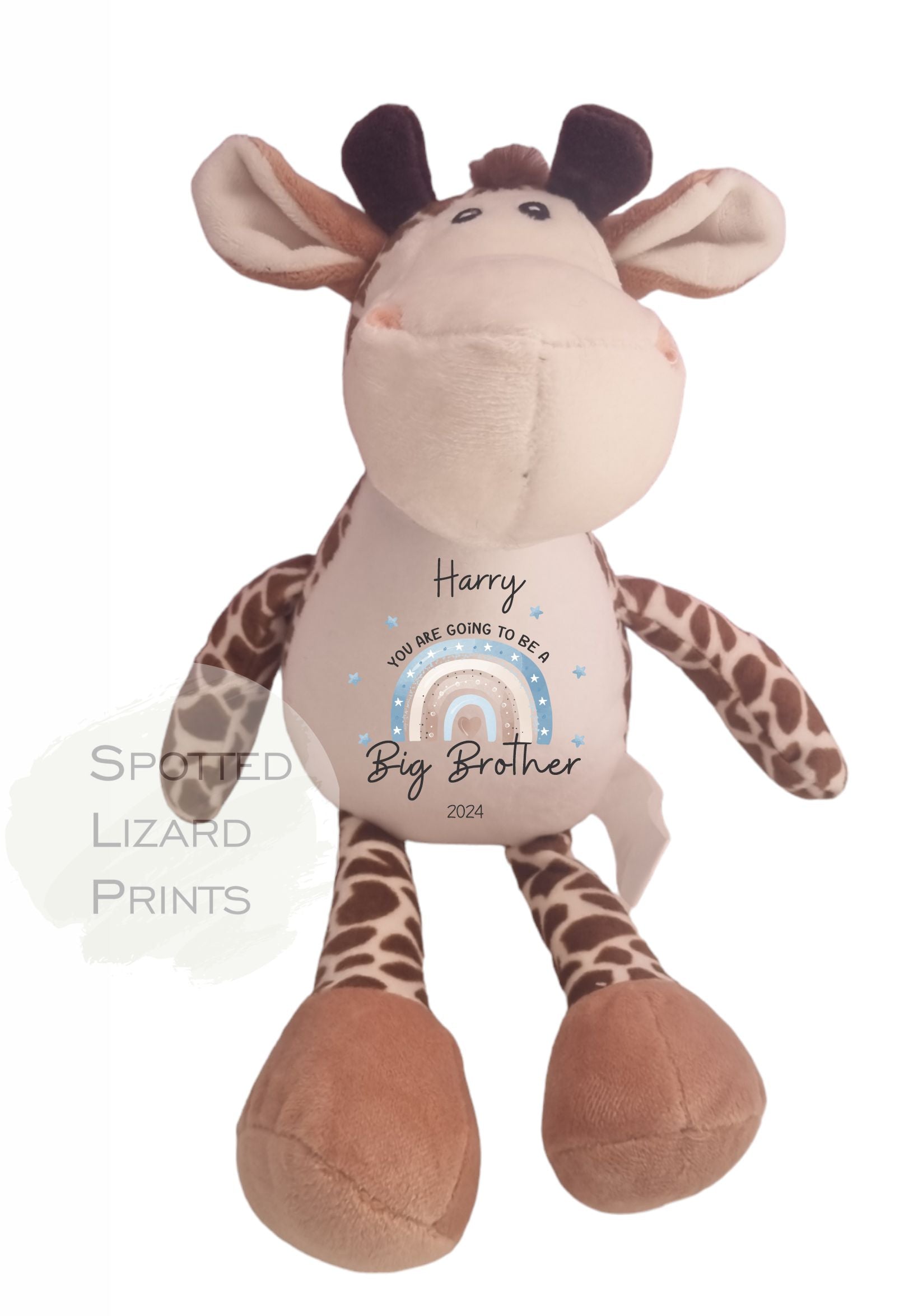 Giraffe personalised Baby announcement Teddy