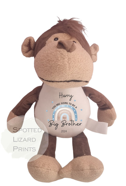 Monkey personalised Baby announcement Teddy