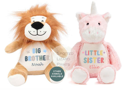Matching Sibling Teddy, Big Sister & Little Sister Unicorn, Big Brother, Little Brother Dinosaur, New Baby Gift Teddy
