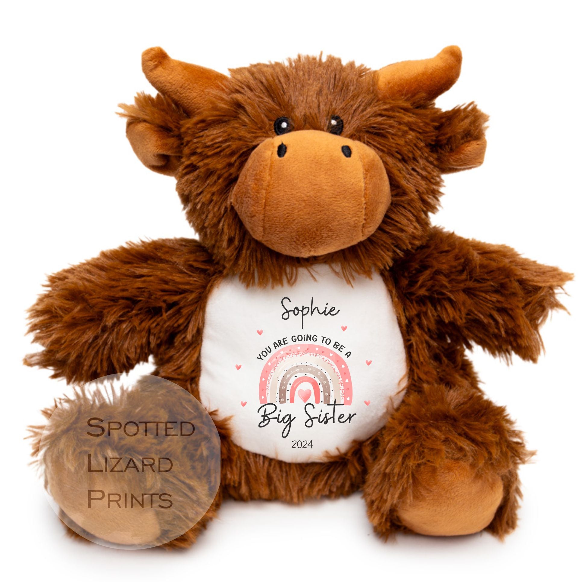 Highland Cow personalised Baby announcement Teddy