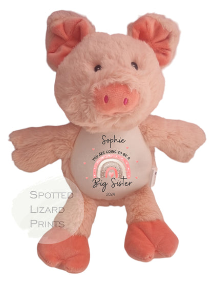 Pig personalised Baby announcement Teddy