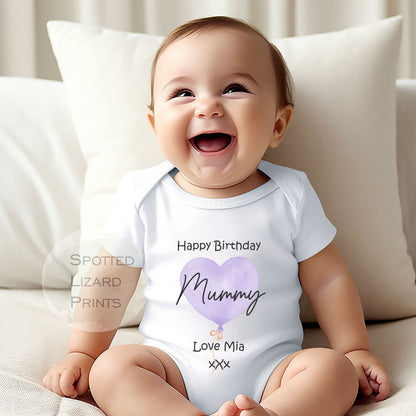 Happy Birthday Mummy Babygrow Personalised baby vest Happy birthday Mummy Birthday message happy birthday Mum birthday wishes