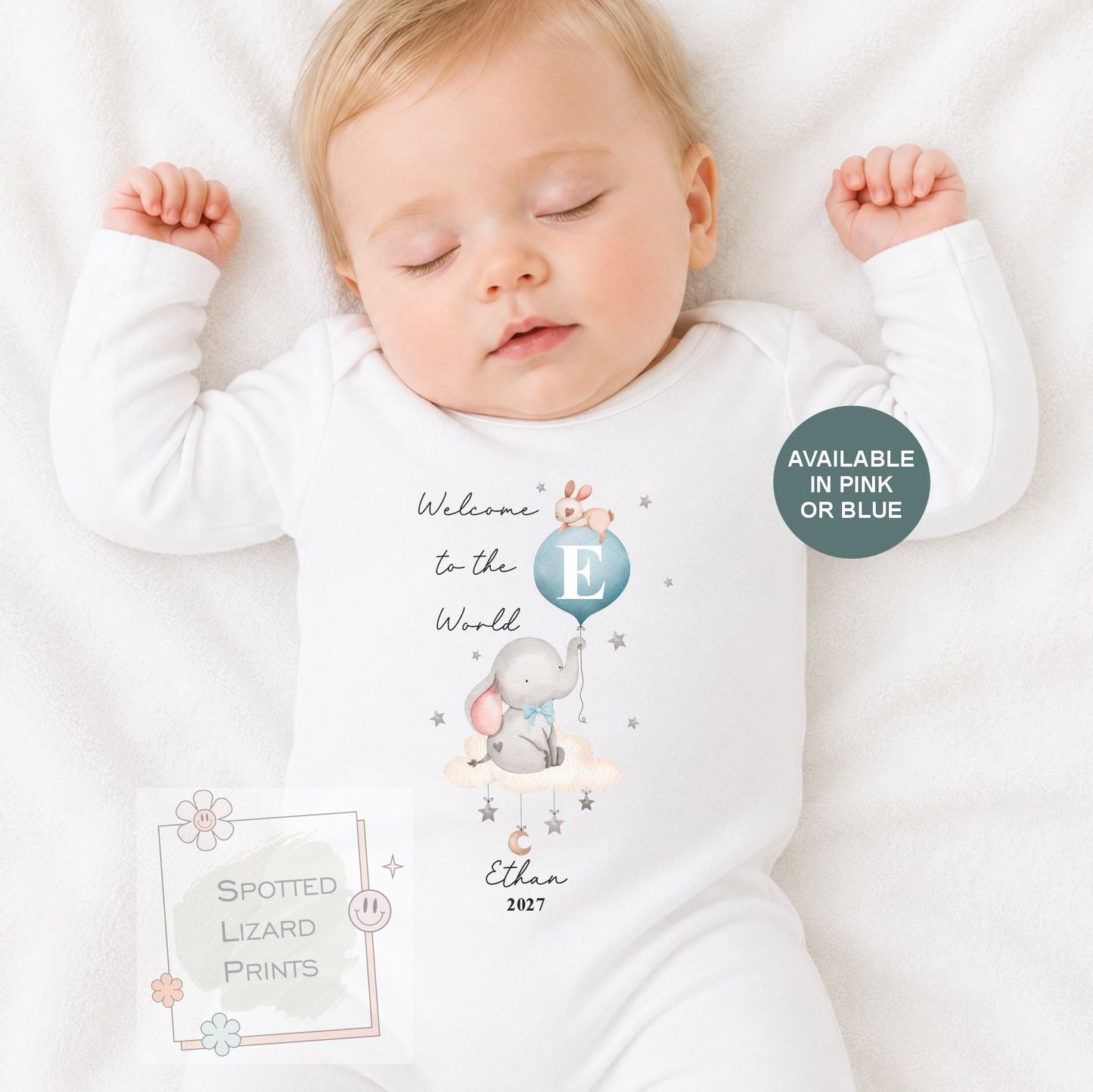Personalised Baby Name Sleepsuit, Custom New Baby Gift, Welcome to the World Bodysuit, Baby Shower Gift, New Baby Sleepsuit, New Parent Gift