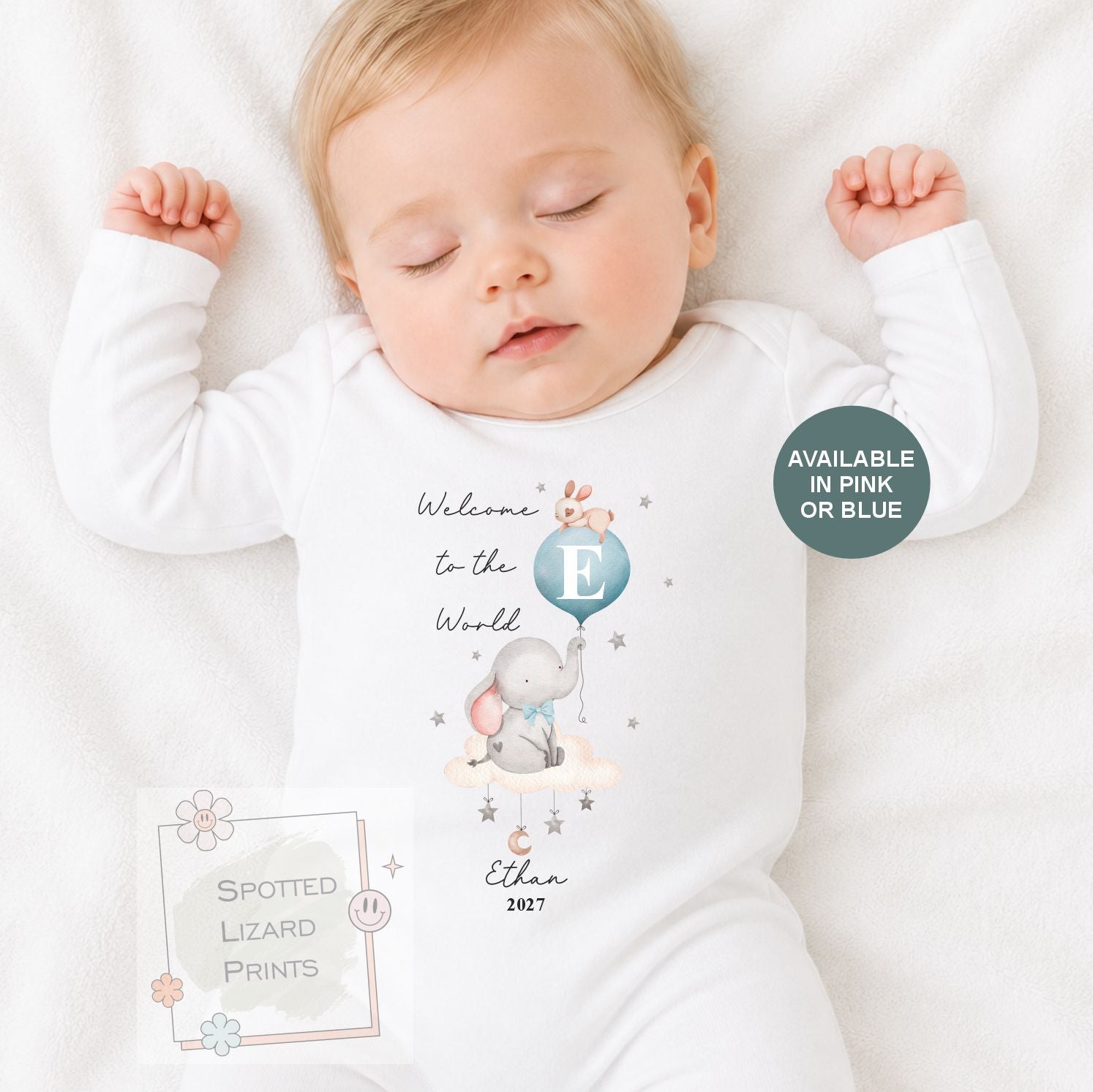 Personalised Baby Name Sleepsuit, Custom New Baby Gift, Welcome to the World Bodysuit, Baby Shower Gift, New Baby Sleepsuit, New Parent Gift