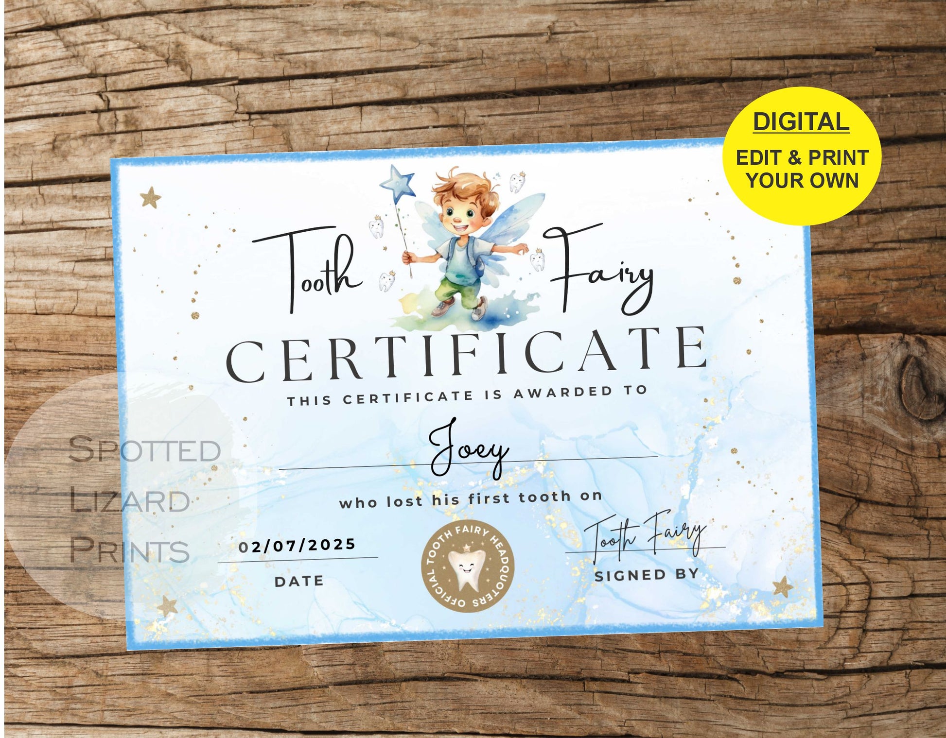 Tooth Fairy certificate