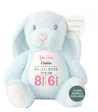 Personalised Soft Toy,New Birth Gift,Baby Shower Gift,New Baby Gift,Baby Keepsake, Baby Boy,Newborn Gift, Bunny Toy, Teddy,New Parents