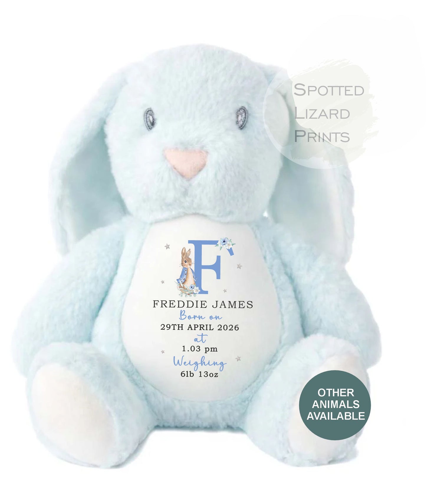Personalised Soft Toy , New Birth Gift, Baby Shower Gift, New Baby Gift, Baby Keepsake