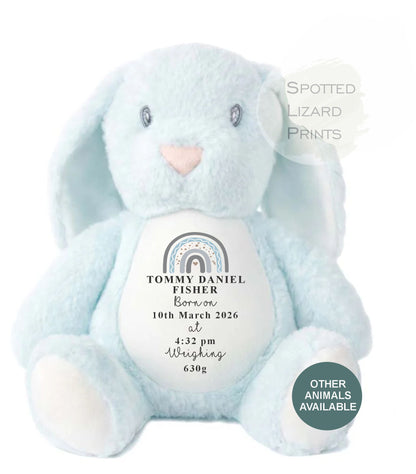 announcement Bunny Toy Name, Weight and Date of Birth - Baby Shower - Baby Gift - Baby Girl Baby Boy