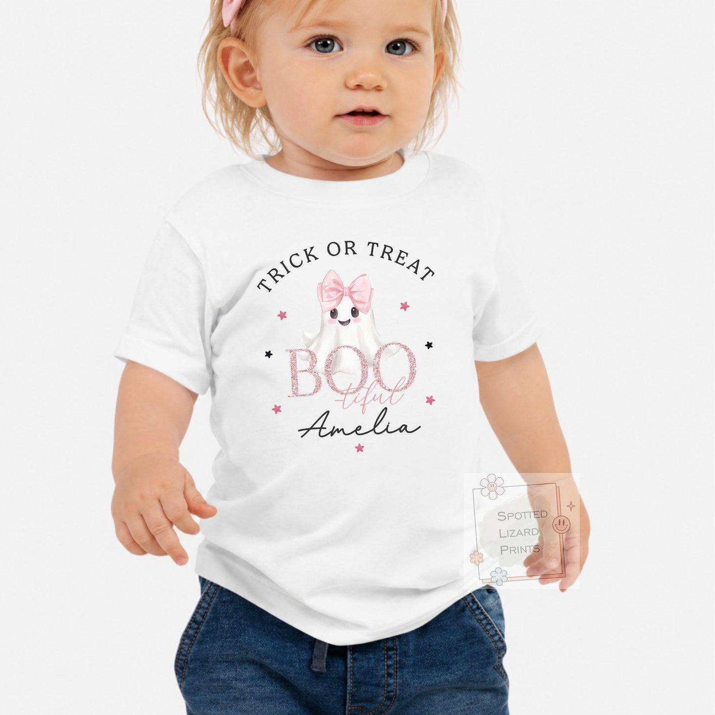 Personalised Cute Ghost Halloween Sweatshirt | Personalised Halloween Jumper for Kids | Ghost Halloween Outfit | Baby Halloween Sweatshirt | Trick or Treat Clothing
