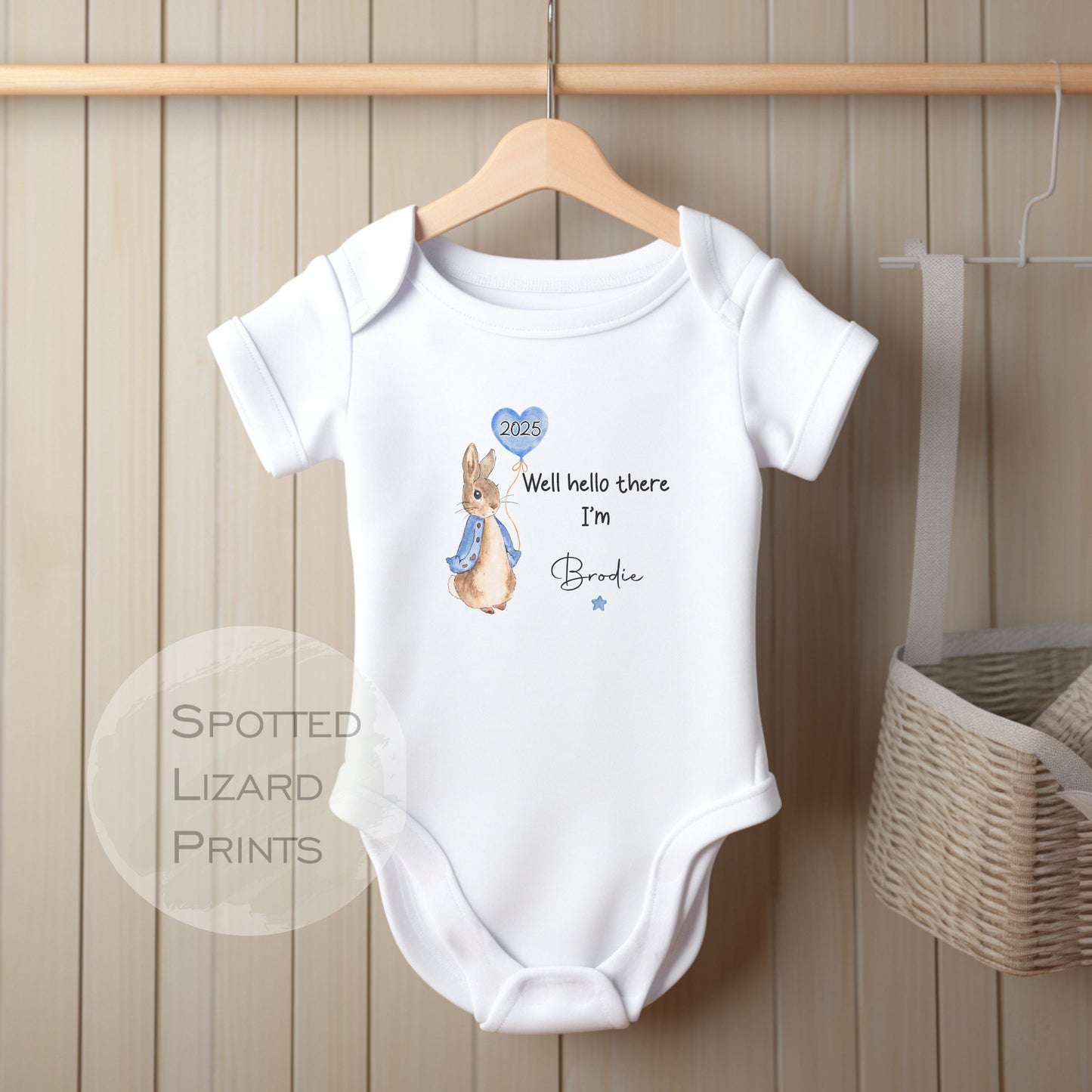 Peter rabbit Baby clothing personalised with a name born in 2025