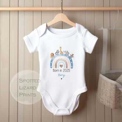 Safari animals Baby clothing personalised with a name born in 2025