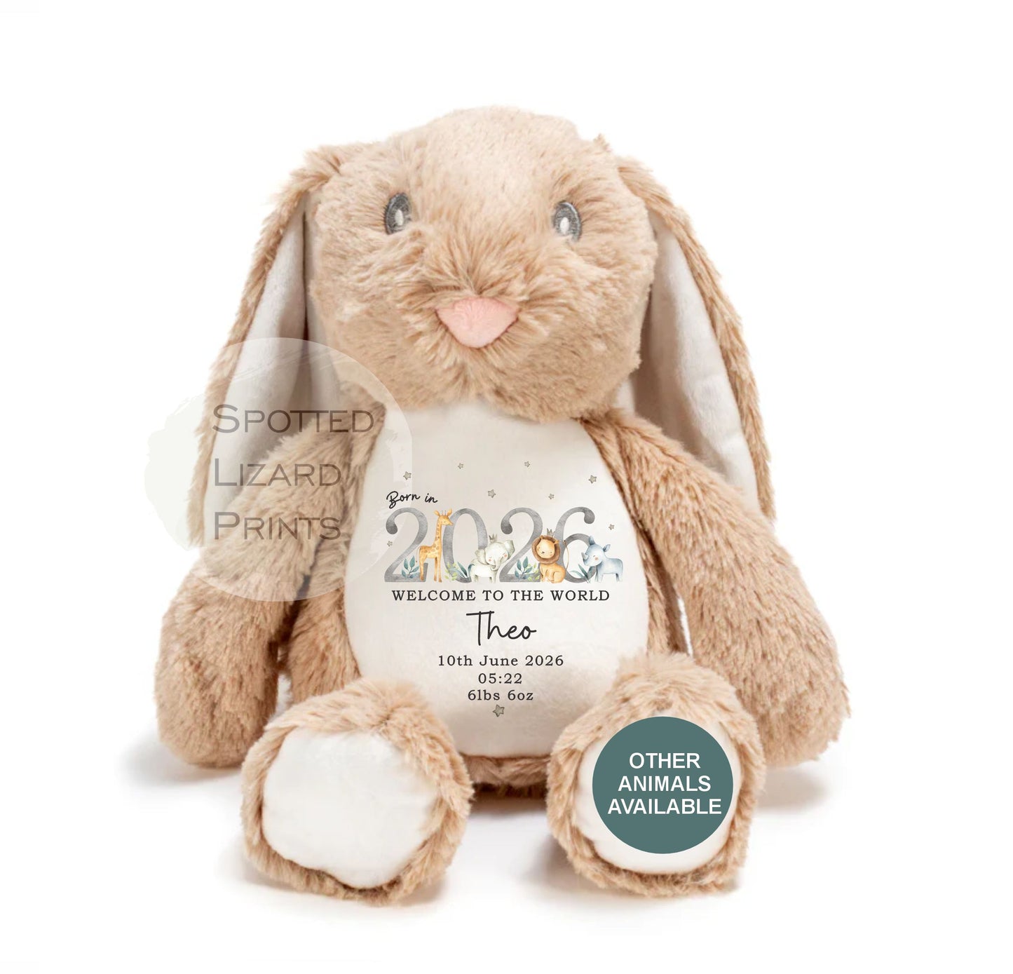 Personalised Born in 2026 Soft Toy Name, Welcome to the World - Baby Shower - Baby Gift - Baby Girl Baby Boy - personalised baby gift