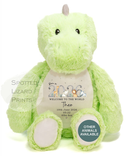 Personalised Born in 2026 Soft Toy Name, Welcome to the World - Baby Shower - Baby Gift - Baby Girl Baby Boy - personalised baby gift